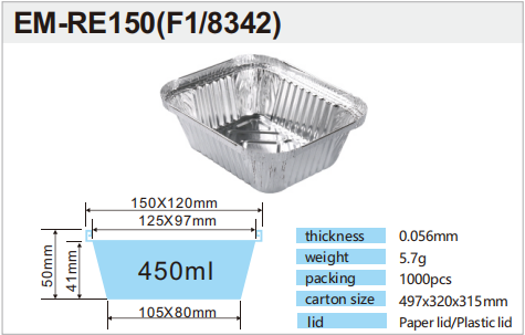 450ml foil container re150